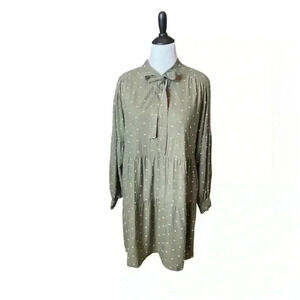 Zara size XL olive green polka dot dress